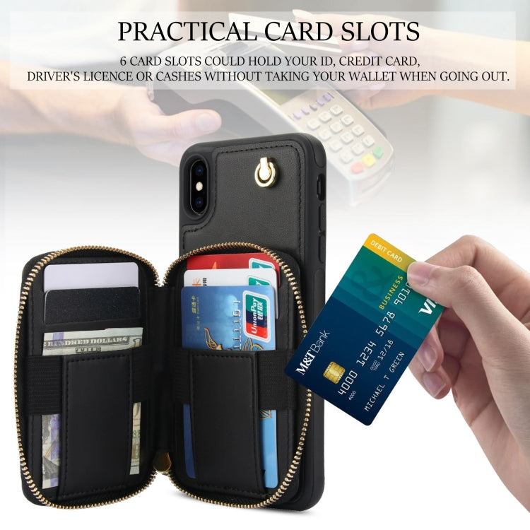 AwQuer Crossbody Zipper Wallet Rhombic Leather Back Phone Case, For iPhone XR, For iPhone XS Max, For iPhone 7 Plus / 8 Plus