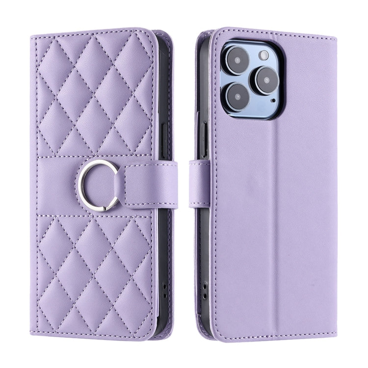Ring Buckle Rhombic Leather Phone Case, For iPhone 16, For iPhone 15 Pro Max, For iPhone 15 Pro, For iPhone 15 Plus