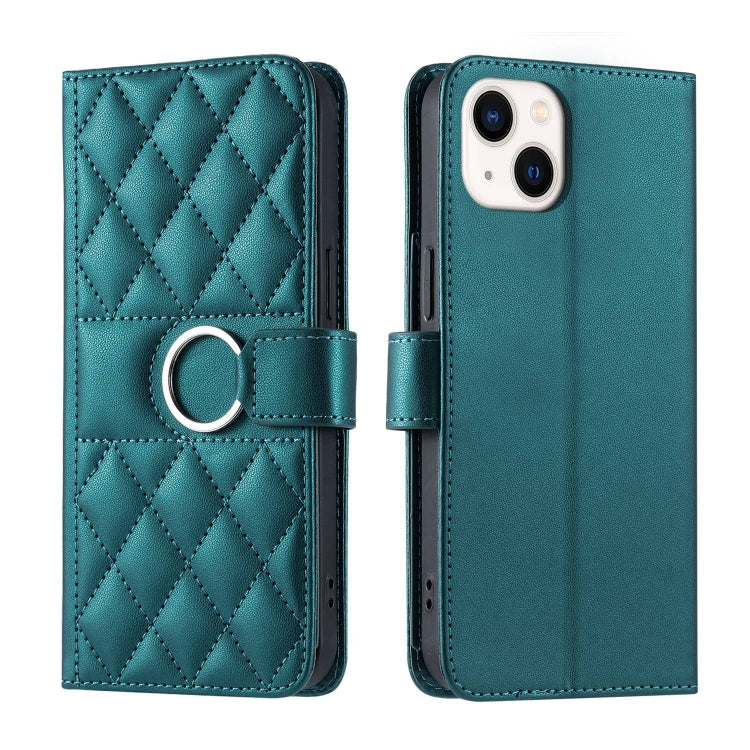 Ring Buckle Rhombic Leather Phone Case, For iPhone 13 mini, For iPhone 12 / 12 Pro, For iPhone 12 Pro Max, For iPhone 12 mini