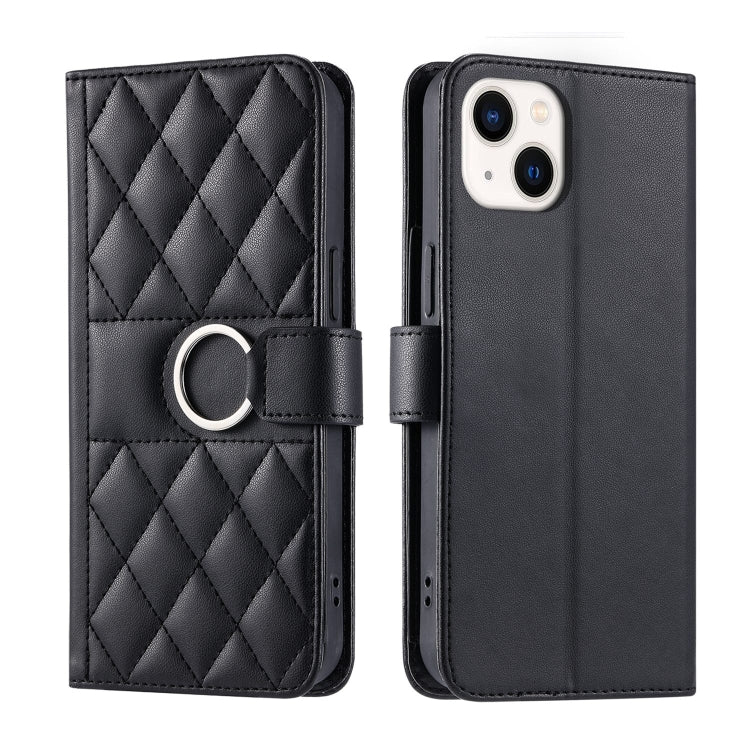 Ring Buckle Rhombic Leather Phone Case, For iPhone 13 mini, For iPhone 12 / 12 Pro, For iPhone 12 Pro Max, For iPhone 12 mini