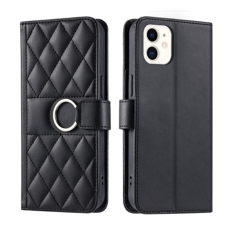 Ring Buckle Rhombic Leather Phone Case, For iPhone 11 Pro Max, For iPhone 11, For iPhone 11 Pro, For iPhone X / XS