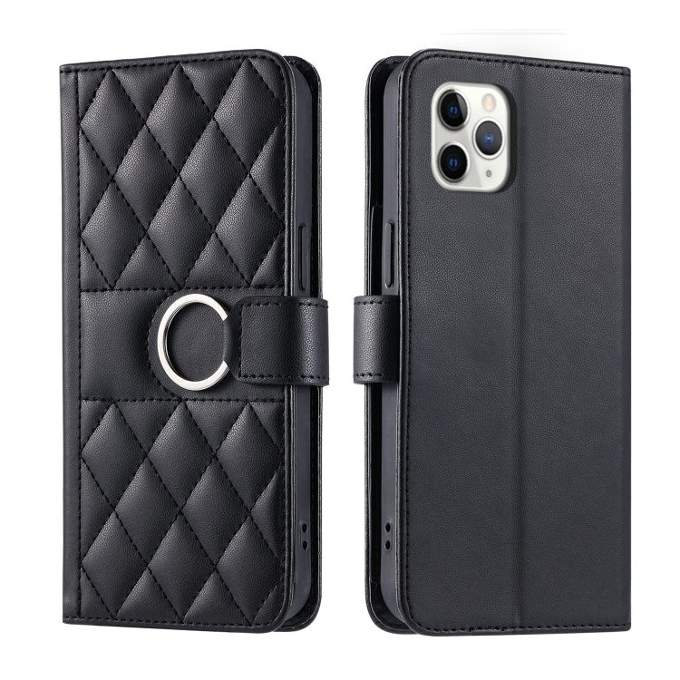 Ring Buckle Rhombic Leather Phone Case, For iPhone 11 Pro Max, For iPhone 11, For iPhone 11 Pro, For iPhone X / XS