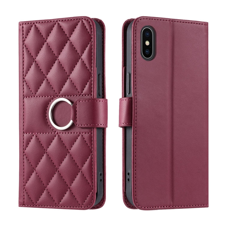 Ring Buckle Rhombic Leather Phone Case, For iPhone 11 Pro Max, For iPhone 11, For iPhone 11 Pro, For iPhone X / XS