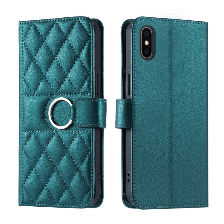 Ring Buckle Rhombic Leather Phone Case, For iPhone 11 Pro Max, For iPhone 11, For iPhone 11 Pro, For iPhone X / XS