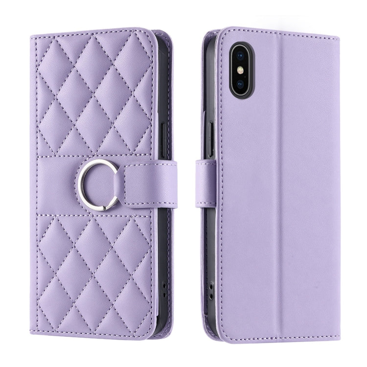 Ring Buckle Rhombic Leather Phone Case, For iPhone 11 Pro Max, For iPhone 11, For iPhone 11 Pro, For iPhone X / XS