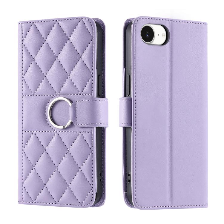 Ring Buckle Rhombic Leather Phone Case, For iPhone 16e, For iPhone 16 Pro Max, For iPhone 16 Pro, For iPhone 16 Plus
