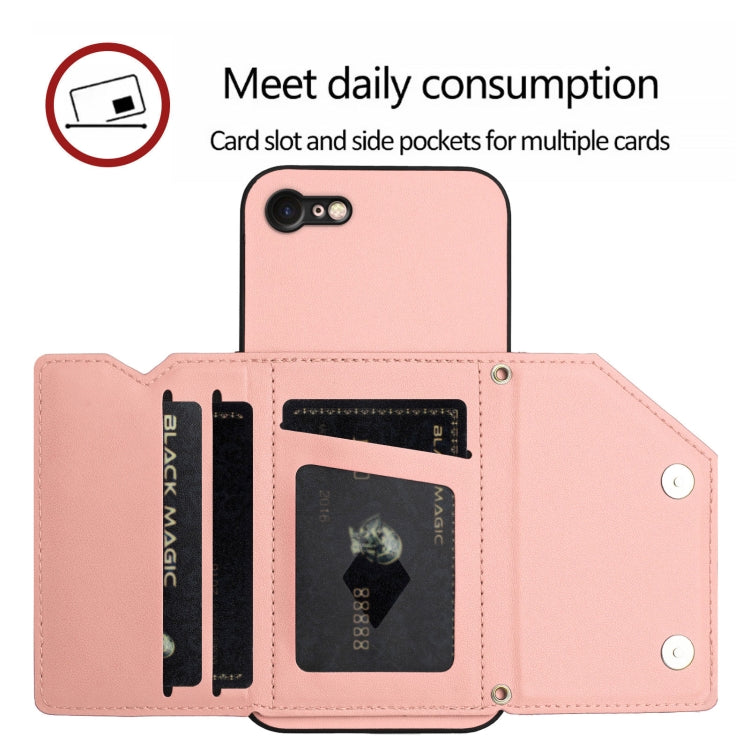 Skin Feel Four Card Slots Phone Case with Wrist Strap, For iPhone 7 / 8 / SE 2020 2022, For iPhone 13 Pro Max, For iPhone 13 Pro, For iPhone 13