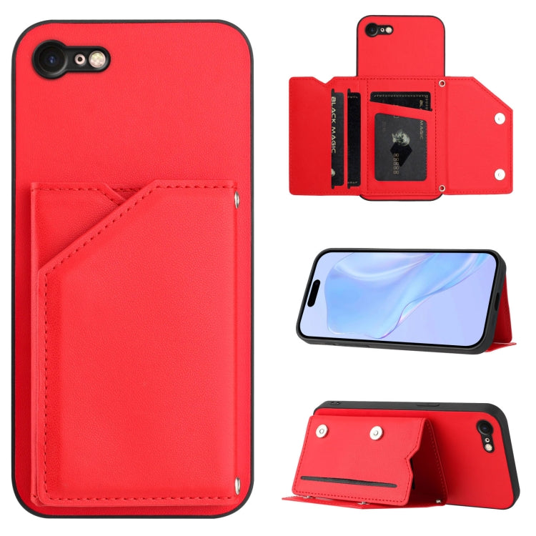 Skin Feel Four Card Slots Phone Case with Wrist Strap, For iPhone 7 / 8 / SE 2020 2022, For iPhone 13 Pro Max, For iPhone 13 Pro, For iPhone 13