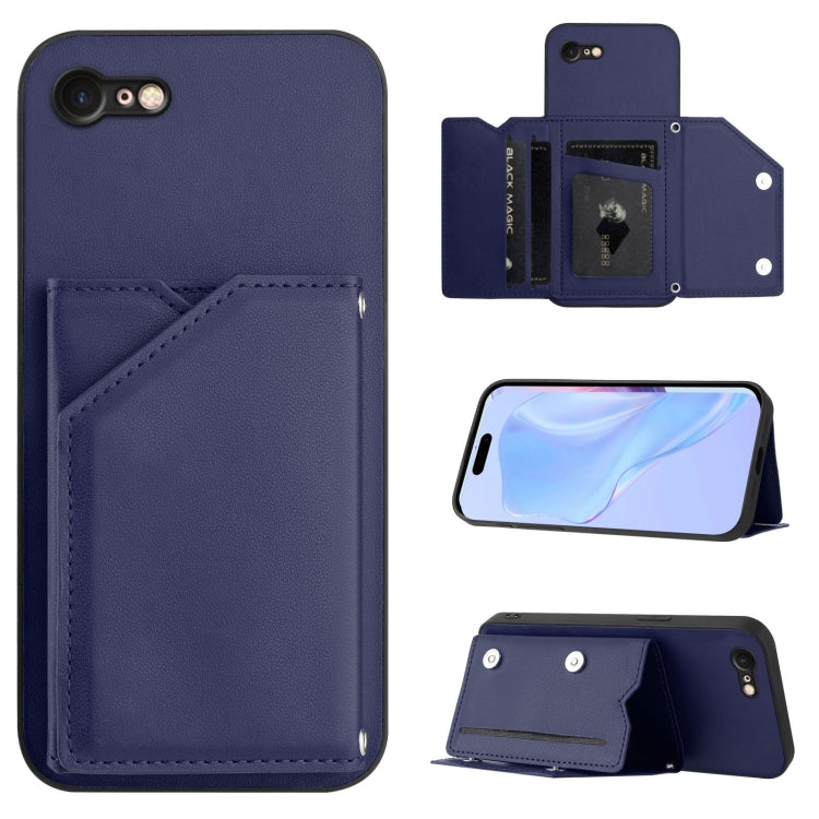 Skin Feel Four Card Slots Phone Case with Wrist Strap, For iPhone 7 / 8 / SE 2020 2022, For iPhone 13 Pro Max, For iPhone 13 Pro, For iPhone 13