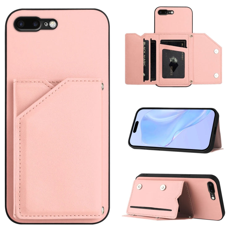 Skin Feel Four Card Slots Phone Case with Wrist Strap, For iPhone X / XS, For iPhone XR, For iPhone XS Max, For iPhone 7 Plus / 8 Plus