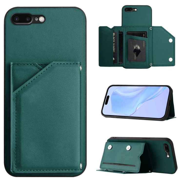 Skin Feel Four Card Slots Phone Case with Wrist Strap, For iPhone X / XS, For iPhone XR, For iPhone XS Max, For iPhone 7 Plus / 8 Plus