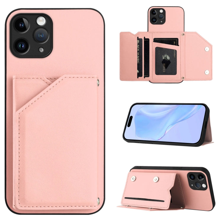 Skin Feel Four Card Slots Phone Case with Wrist Strap, For iPhone 12 mini, For iPhone 11 Pro Max, For iPhone 11, For iPhone 11 Pro