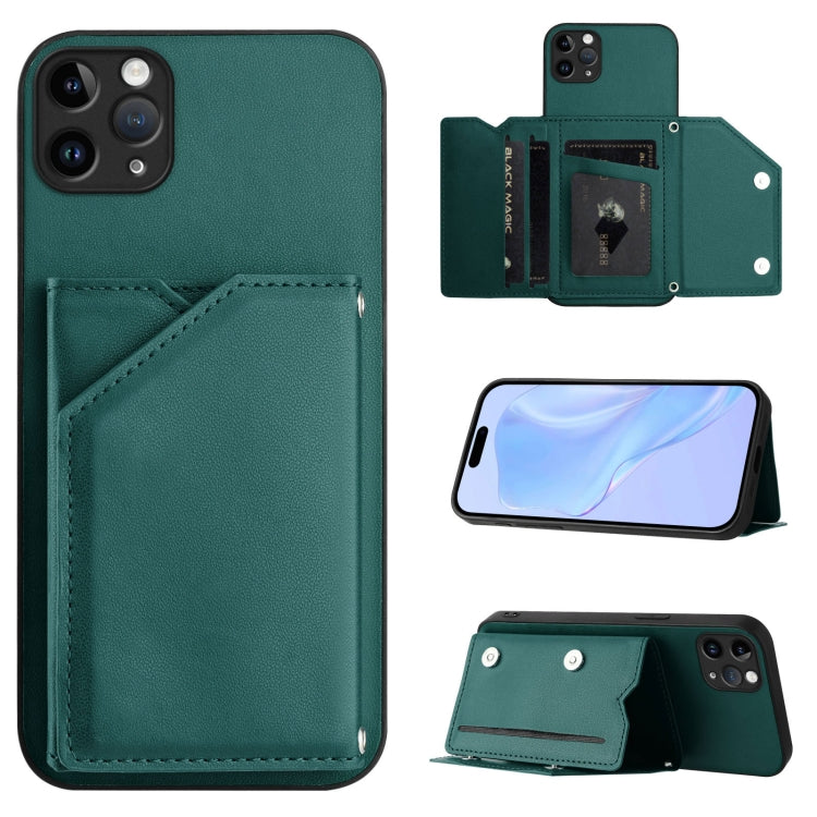 Skin Feel Four Card Slots Phone Case with Wrist Strap, For iPhone 12 mini, For iPhone 11 Pro Max, For iPhone 11, For iPhone 11 Pro