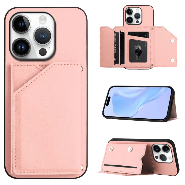 Skin Feel Four Card Slots Phone Case with Wrist Strap, For iPhone 16 Pro Max, For iPhone 16 Pro, For iPhone 16 Plus, For iPhone 16