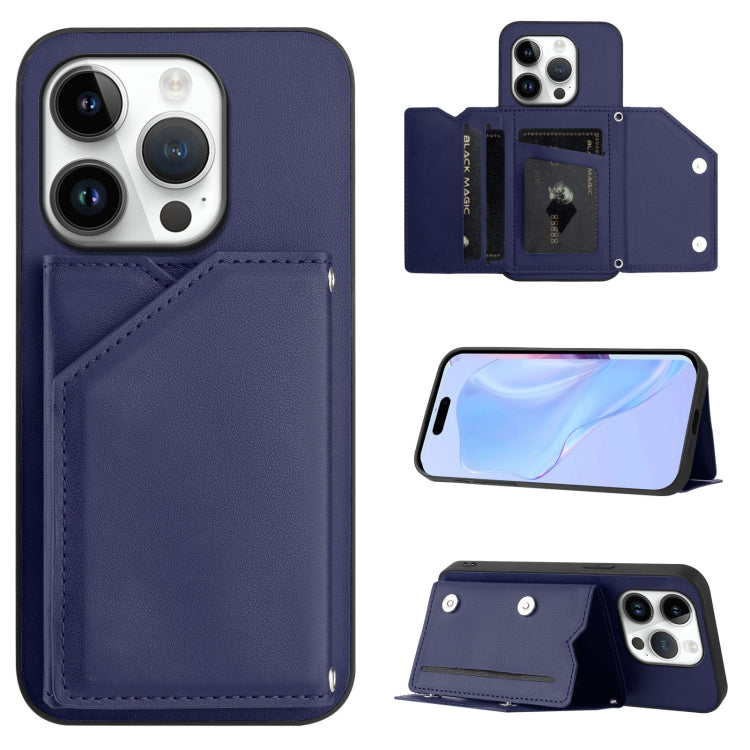 Skin Feel Four Card Slots Phone Case with Wrist Strap, For iPhone 16 Pro Max, For iPhone 16 Pro, For iPhone 16 Plus, For iPhone 16