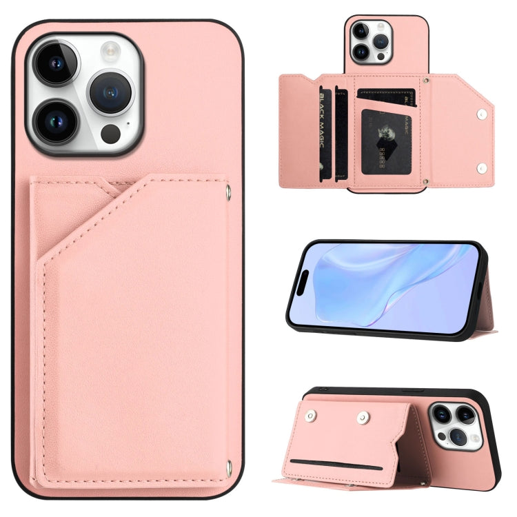 Skin Feel Four Card Slots Phone Case with Wrist Strap, For iPhone 16 Pro Max, For iPhone 16 Pro, For iPhone 16 Plus, For iPhone 16