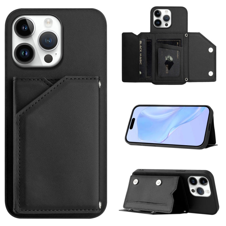 Skin Feel Four Card Slots Phone Case with Wrist Strap, For iPhone 16 Pro Max, For iPhone 16 Pro, For iPhone 16 Plus, For iPhone 16