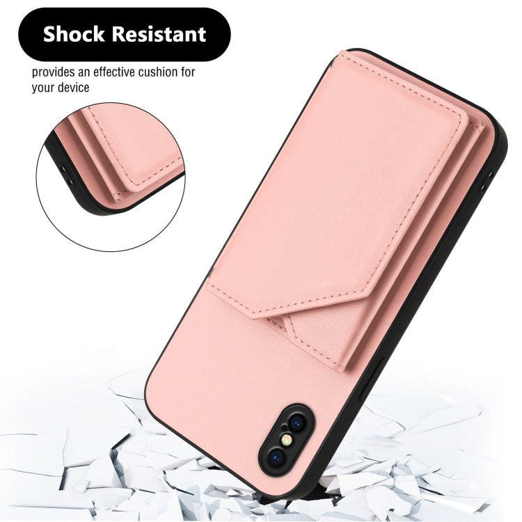 Skin Feel Four Card Slots Phone Case with Wrist Strap, For iPhone X / XS, For iPhone XR, For iPhone XS Max, For iPhone 7 Plus / 8 Plus