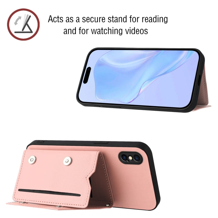 Skin Feel Four Card Slots Phone Case with Wrist Strap, For iPhone X / XS, For iPhone XR, For iPhone XS Max, For iPhone 7 Plus / 8 Plus