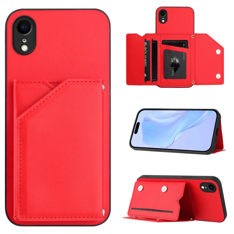 Skin Feel Four Card Slots Phone Case with Wrist Strap, For iPhone X / XS, For iPhone XR, For iPhone XS Max, For iPhone 7 Plus / 8 Plus