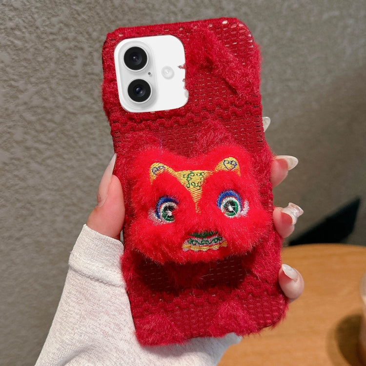 Doll Plush PU Hybrid PC Phone Case, For iPhone 16 Pro Max, For iPhone 16 Pro, For iPhone 16 Plus, For iPhone 16