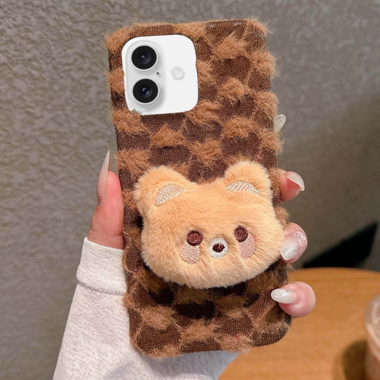 Doll Plush PU Hybrid PC Phone Case, For iPhone 16 Pro Max, For iPhone 16 Pro, For iPhone 16 Plus, For iPhone 16