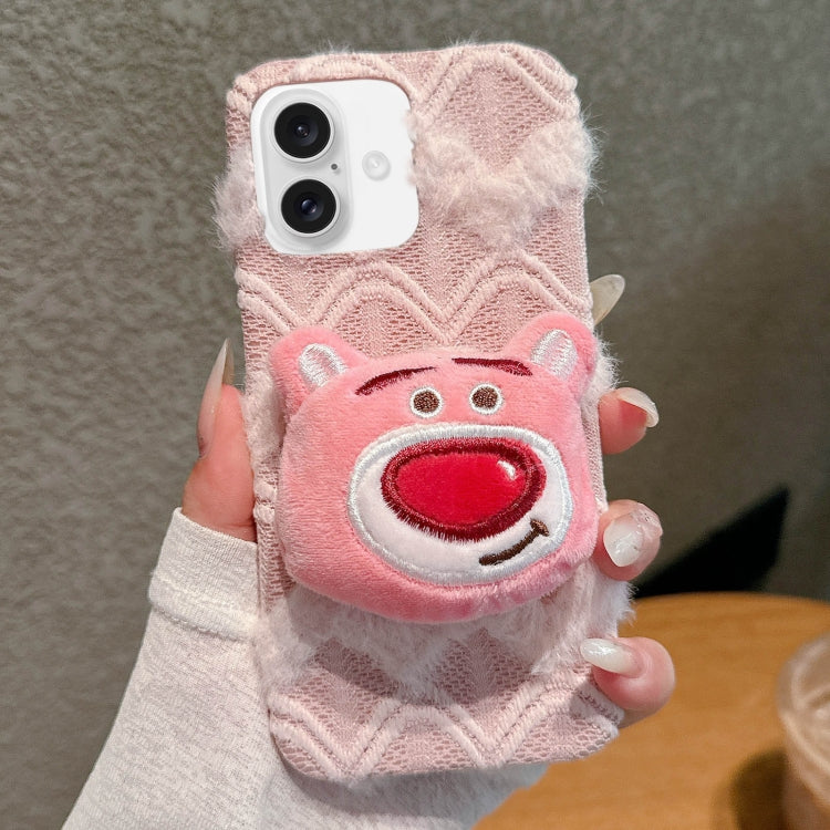 Doll Plush PU Hybrid PC Phone Case, For iPhone 16 Pro Max, For iPhone 16 Pro, For iPhone 16 Plus, For iPhone 16