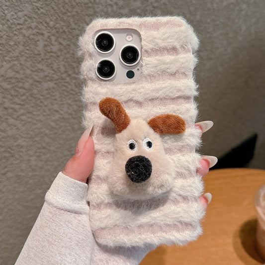 Doll Plush PU Hybrid PC Phone Case, For iPhone 15 Pro Max, For iPhone 15 Pro, For iPhone 15 Plus, For iPhone 15