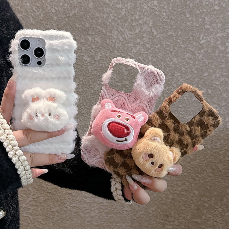Doll Plush PU Hybrid PC Phone Case, For iPhone 16 Pro Max, For iPhone 16 Pro, For iPhone 16 Plus, For iPhone 16