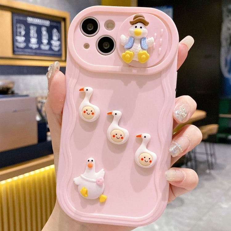 Creative 3D Duck Design Sliding Window Full Coverage Phone Case, For iPhone 15 Pro Max, For iPhone 15 Pro, For iPhone 15 Plus, For iPhone 15
