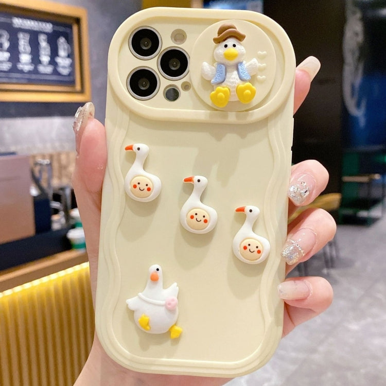 Creative 3D Duck Design Sliding Window Full Coverage Phone Case, For iPhone 15 Pro Max, For iPhone 15 Pro, For iPhone 15 Plus, For iPhone 15