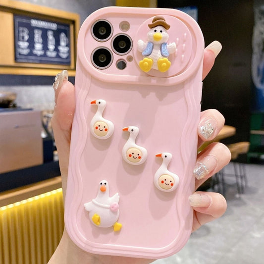 Creative 3D Duck Design Sliding Window Full Coverage Phone Case, For iPhone 15 Pro Max, For iPhone 15 Pro, For iPhone 15 Plus, For iPhone 15