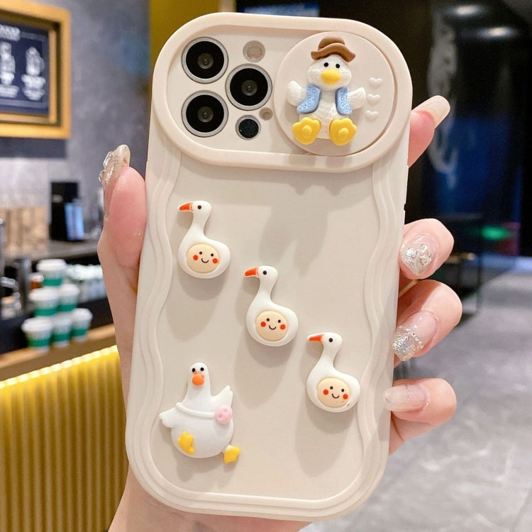 Creative 3D Duck Design Sliding Window Full Coverage Phone Case, For iPhone 15 Pro Max, For iPhone 15 Pro, For iPhone 15 Plus, For iPhone 15