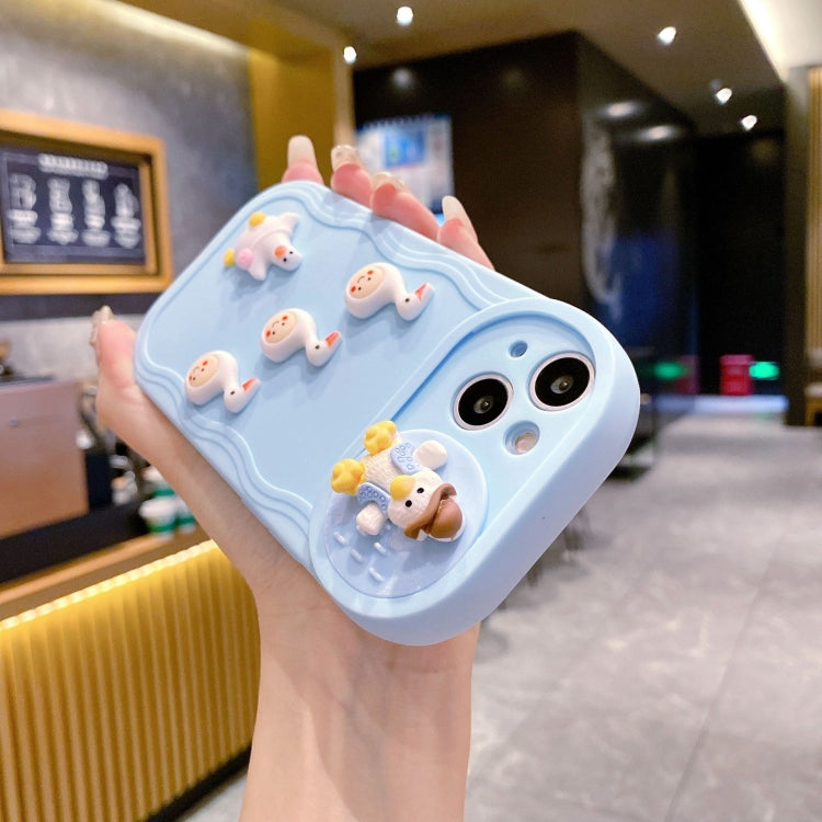 Creative 3D Duck Design Sliding Window Full Coverage Phone Case, For iPhone 15 Pro Max, For iPhone 15 Pro, For iPhone 15 Plus, For iPhone 15