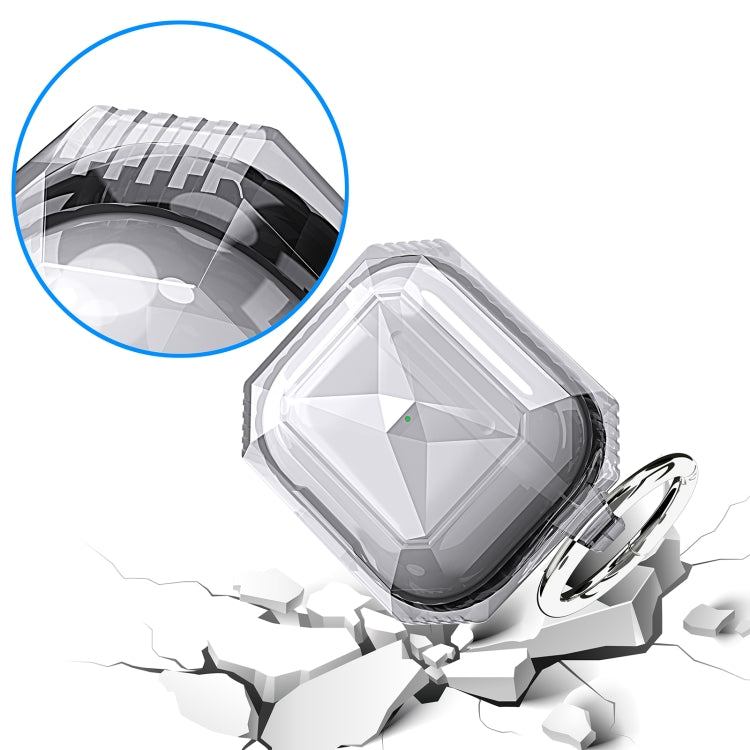 Transparent Two-color Anti-fall TPU Earphones Protective Case with Hook, For AirPods 4
