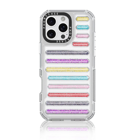 Capsule Glitter TPU Hybrid PC Airbag Phone Case, For iPhone 16 Pro Max, For iPhone 16 Pro, For iPhone 16 Plus, For iPhone 16