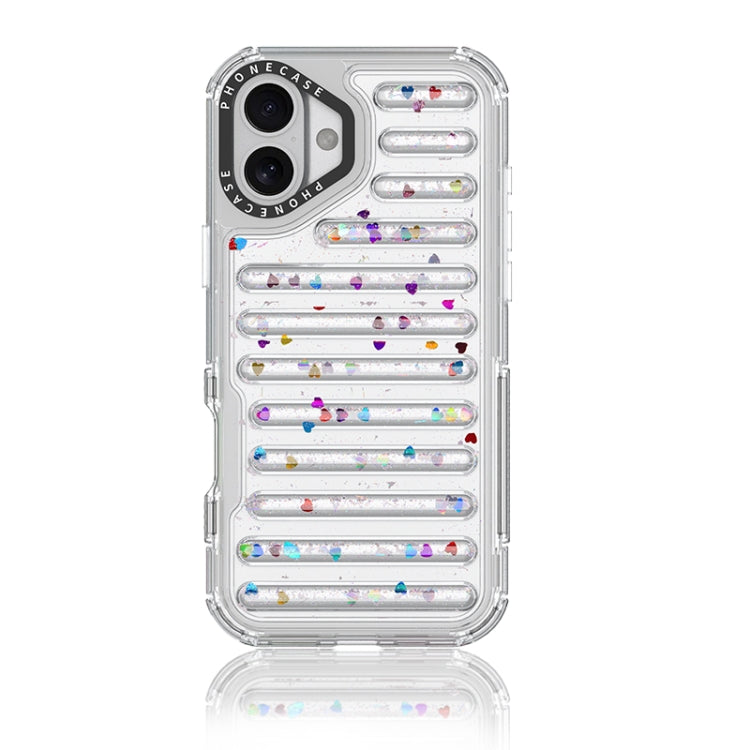 Capsule Glitter TPU Hybrid PC Airbag Phone Case, For iPhone 16 Pro Max, For iPhone 16 Pro, For iPhone 16 Plus, For iPhone 16