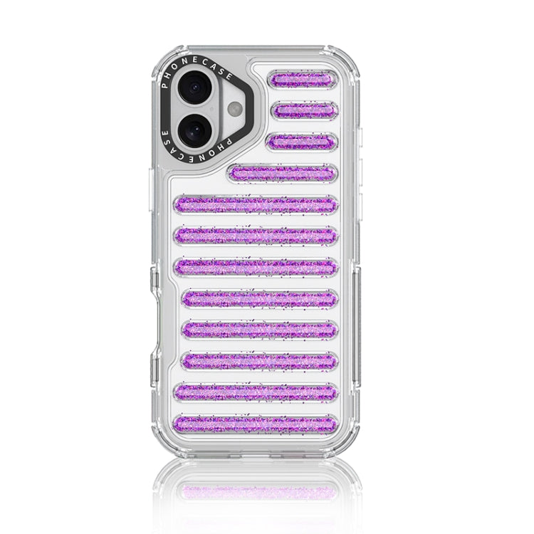 Capsule Glitter TPU Hybrid PC Airbag Phone Case, For iPhone 16 Pro Max, For iPhone 16 Pro, For iPhone 16 Plus, For iPhone 16
