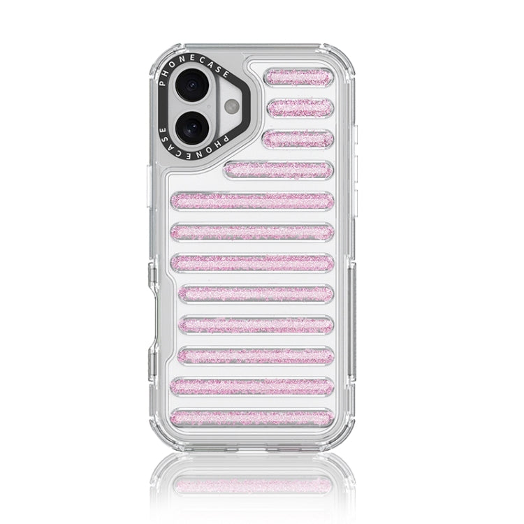 Capsule Glitter TPU Hybrid PC Airbag Phone Case, For iPhone 16 Pro Max, For iPhone 16 Pro, For iPhone 16 Plus, For iPhone 16