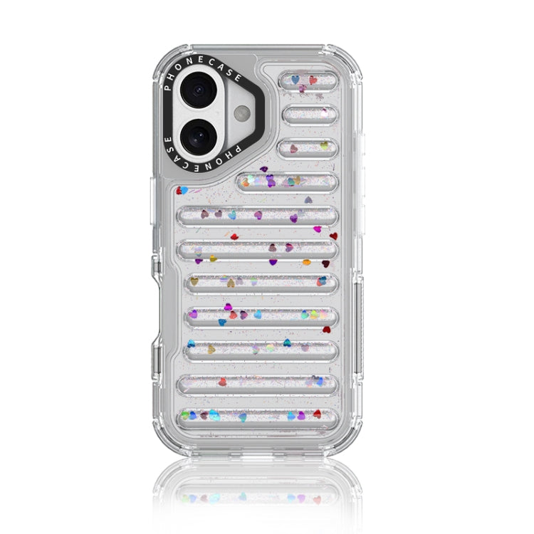 Capsule Glitter TPU Hybrid PC Airbag Phone Case, For iPhone 16 Pro Max, For iPhone 16 Pro, For iPhone 16 Plus, For iPhone 16