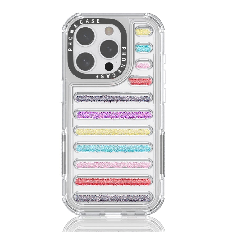 Capsule Glitter TPU Hybrid PC Airbag Phone Case, For iPhone 15 Pro Max, For iPhone 15 Pro, For iPhone 15 Plus / 14 Plus, For iPhone 15