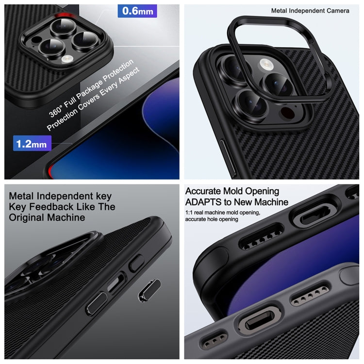 Carbon Fiber Textured Oil Spray MagSafe Magnetic Phone Case, For iPhone 16 Pro Max, For iPhone 16 Pro, For iPhone 16 Plus, For iPhone 16