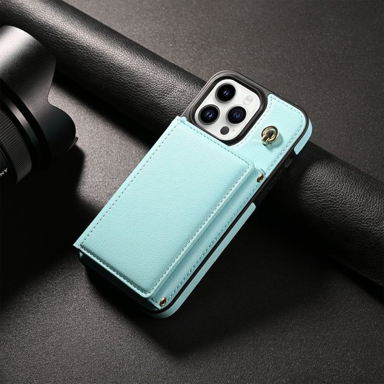 Three Fold Card Bag Phone Case with Long Lanyard, For iPhone 16 Pro Max, For iPhone 16 Pro, For iPhone 16 Plus, For iPhone 16