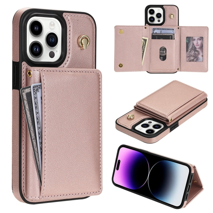 Three Fold Card Bag Phone Case with Long Lanyard, For iPhone 15 Pro Max, For iPhone 15 Pro, For iPhone 15 Plus, For iPhone 15