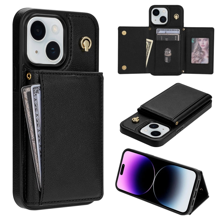 Three Fold Card Bag Phone Case with Long Lanyard, For iPhone 15 Pro Max, For iPhone 15 Pro, For iPhone 15 Plus, For iPhone 15