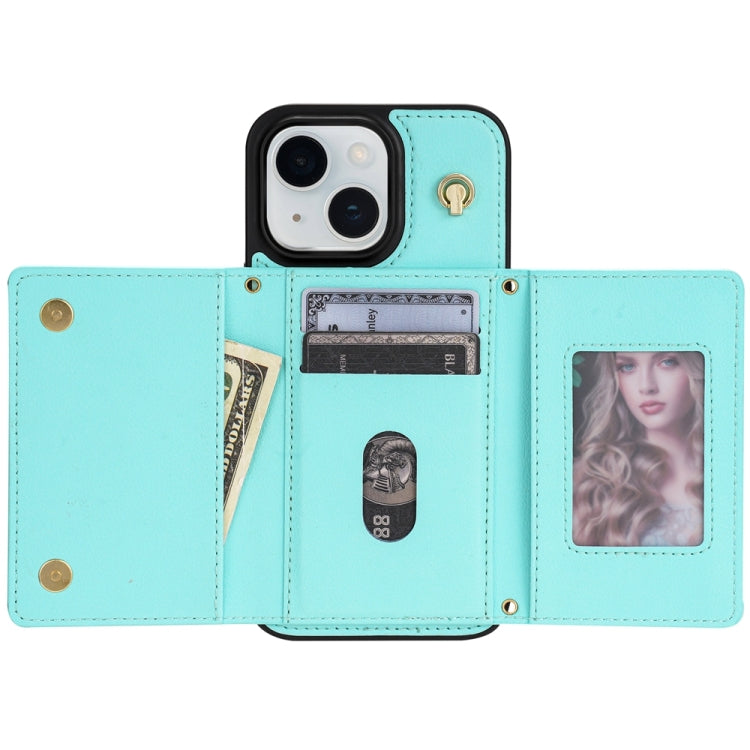 Three Fold Card Bag Phone Case with Long Lanyard, For iPhone 14 Plus, For iPhone 14, For iPhone 14 Pro, For iPhone 14 Pro Max