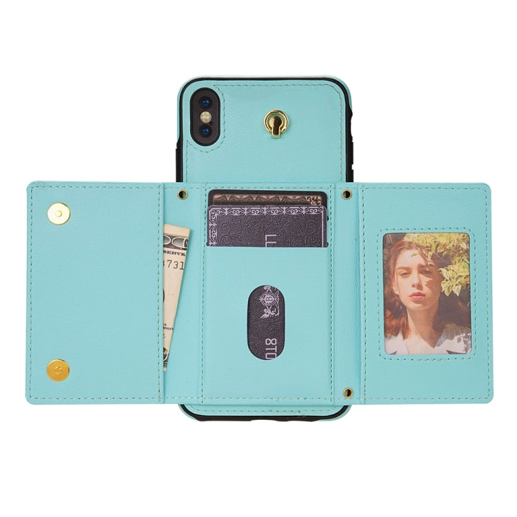 Three Fold Card Bag Phone Case with Long Lanyard, For iPhone XR, For iPhone XS Max