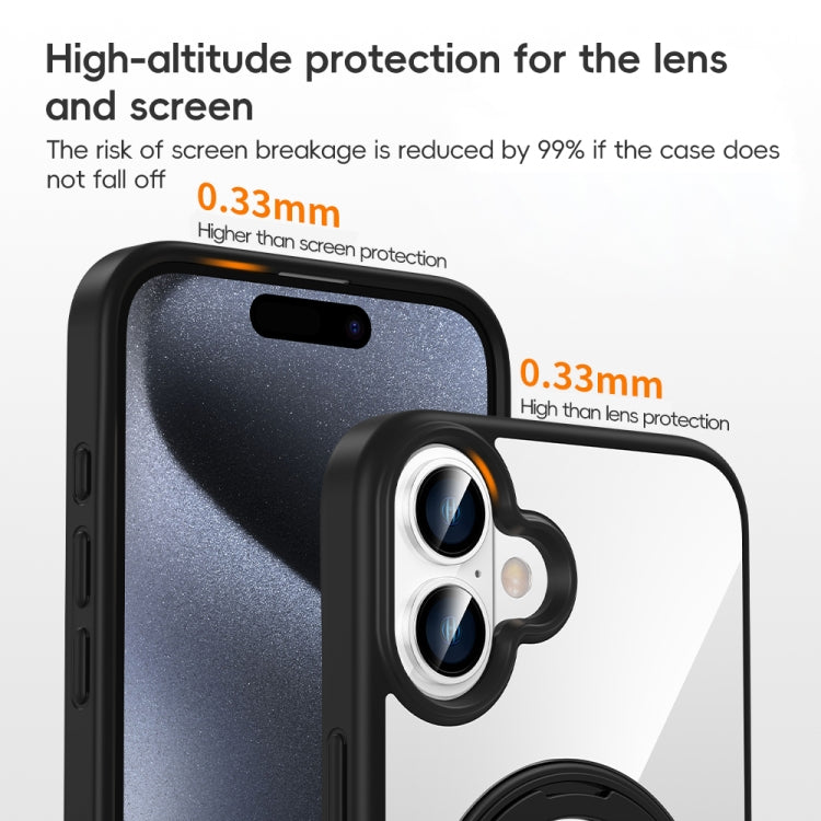 High Transparency 360 Degree Rotating Holder MagSafe Phone Case, For iPhone 16 Pro Max, For iPhone 16 Pro, For iPhone 16
