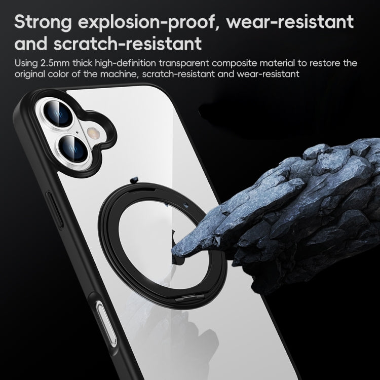 High Transparency 360 Degree Rotating Holder MagSafe Phone Case, For iPhone 16 Pro Max, For iPhone 16 Pro, For iPhone 16