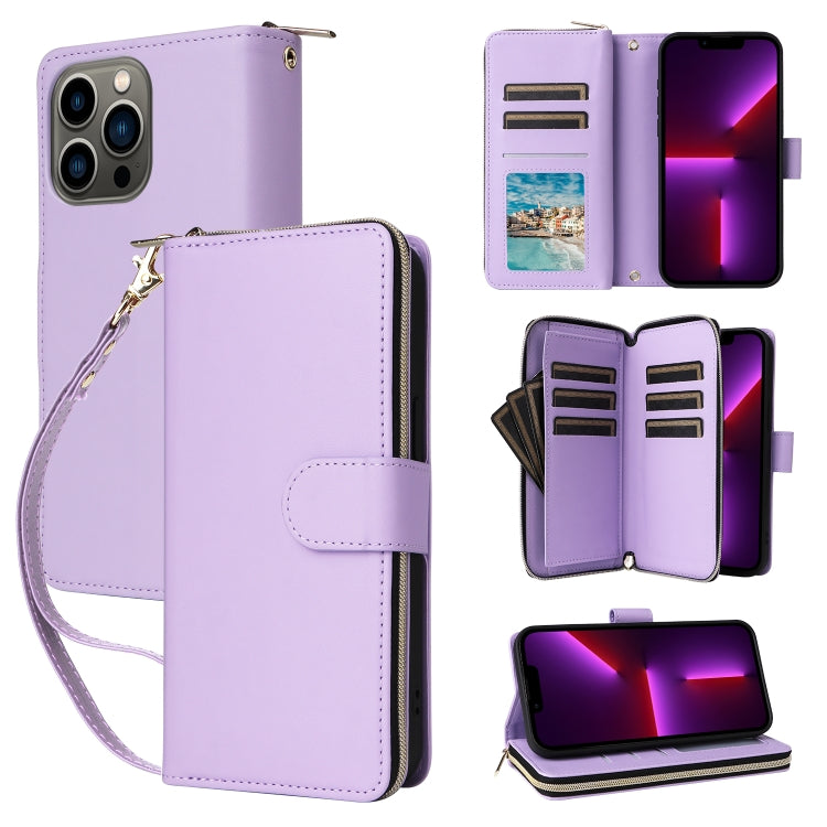 Nine-card Slots Zipper Wallet Bag Leather Phone Case